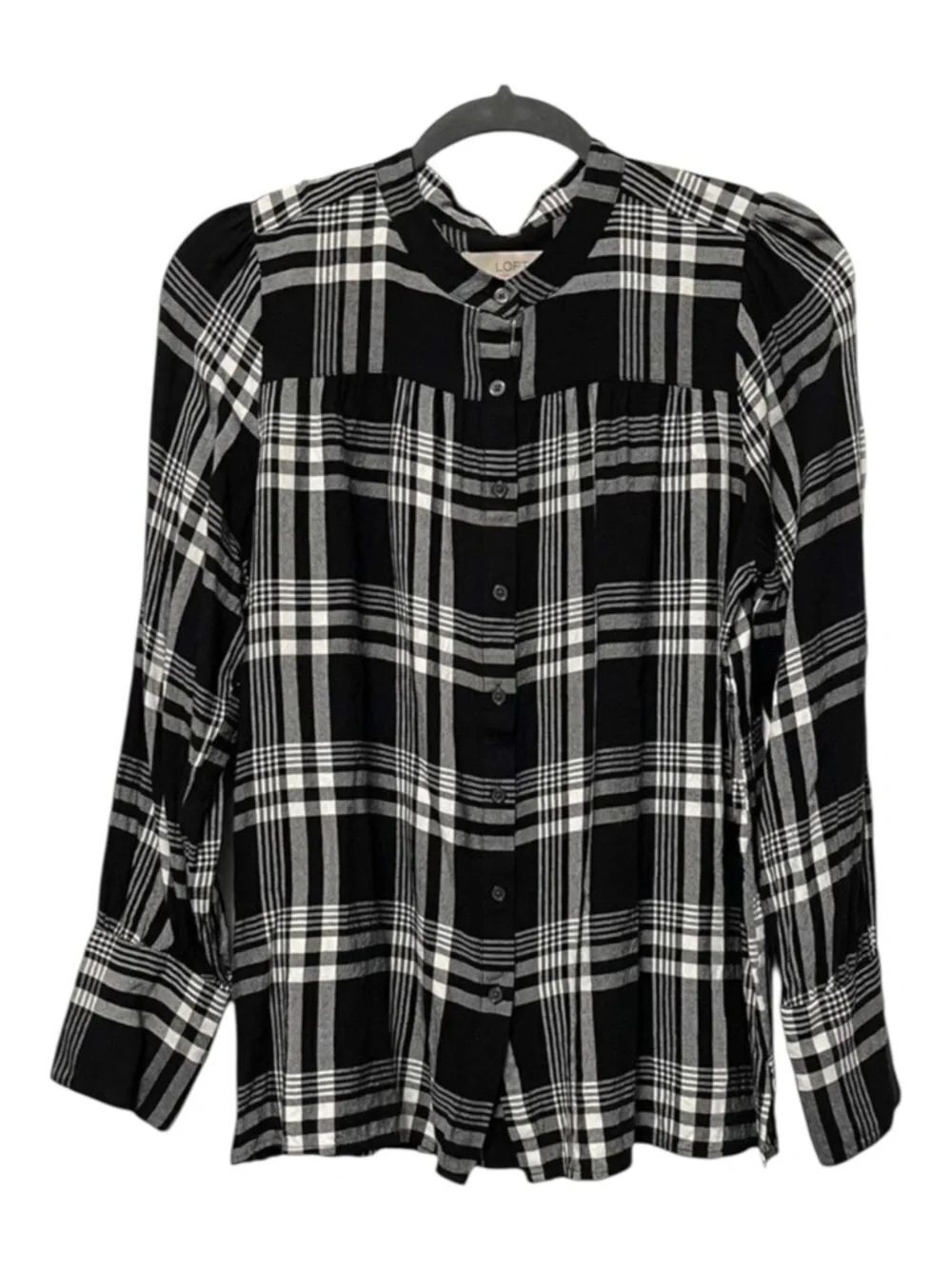 LOFT Plaid Button Up Blouse L